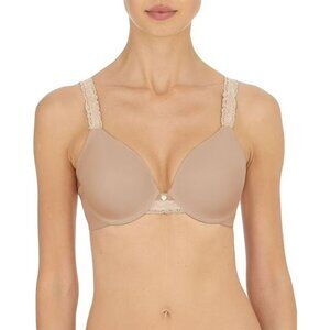 Natori Womens Size 32DDD Mocha Body Double Lace Trim Full Fit Bra NEW